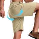 Men's Stretch Cargo Shorts Relaxed Fit Drawstring Elastic Waist Outdoor Work Hiking Athletic Shorts with 5 Pockets (Khaki)