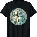 Buddha and Jesus Christ T-Shirt (Small, Black)