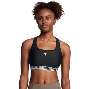 Under Armour Women's Project Rock Crossback Mid Impact Sports Bra (Black, S)
