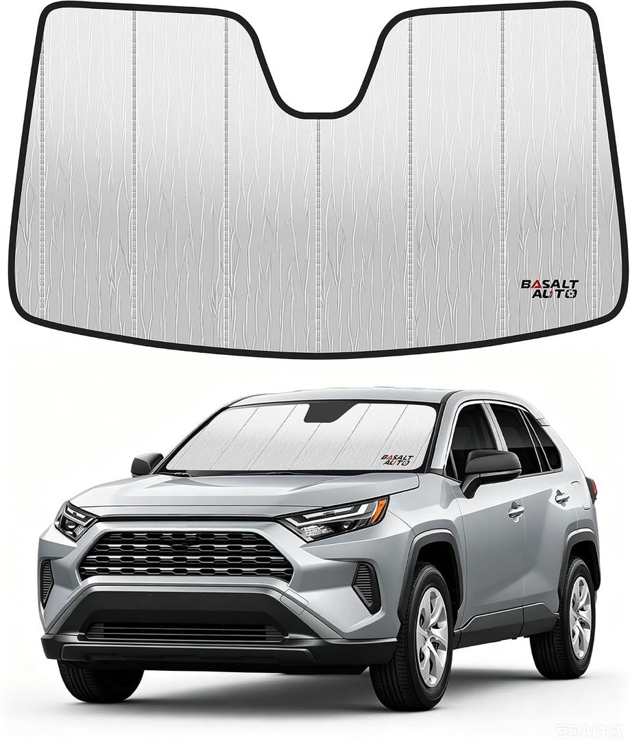 Windshield Sun Shade Compatible for 2019-2025 Toyota RAV4 Silver Reflective Foldable Front Sun Visor Sunshade Protector with Storage Bag Keep Interior Cool