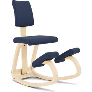 Varier Variable Plus Ergonomic Kneeling Chair with Backrest Natural/Blue| Active Sitting Posture Support Home Office Desk Chair 