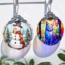 Snowman Christmas Ornament, Jocidea Stained Glass Ornaments for Christmas Tree, Christmas Tree Decorations, Snowman Lovers Gifts, Holiday Decor and Xmas Gifts Ideas