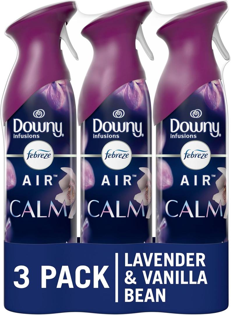 Febreze Air Mist Air Freshener Spray, Odor-Fighting Room Spray, Air Fresheners for Home and Bathroom and Kitchen, Aerosol Can, Downy Calm Scent, 8.8oz, 3 Count