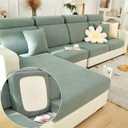 Yoovat Couch Cushion Covers for Sofa Couch Covers Wear-Resistant Universal Sofa Cover Washable Stretch for Sectional Slipcovers (Texture-Green,Chaise Cover)