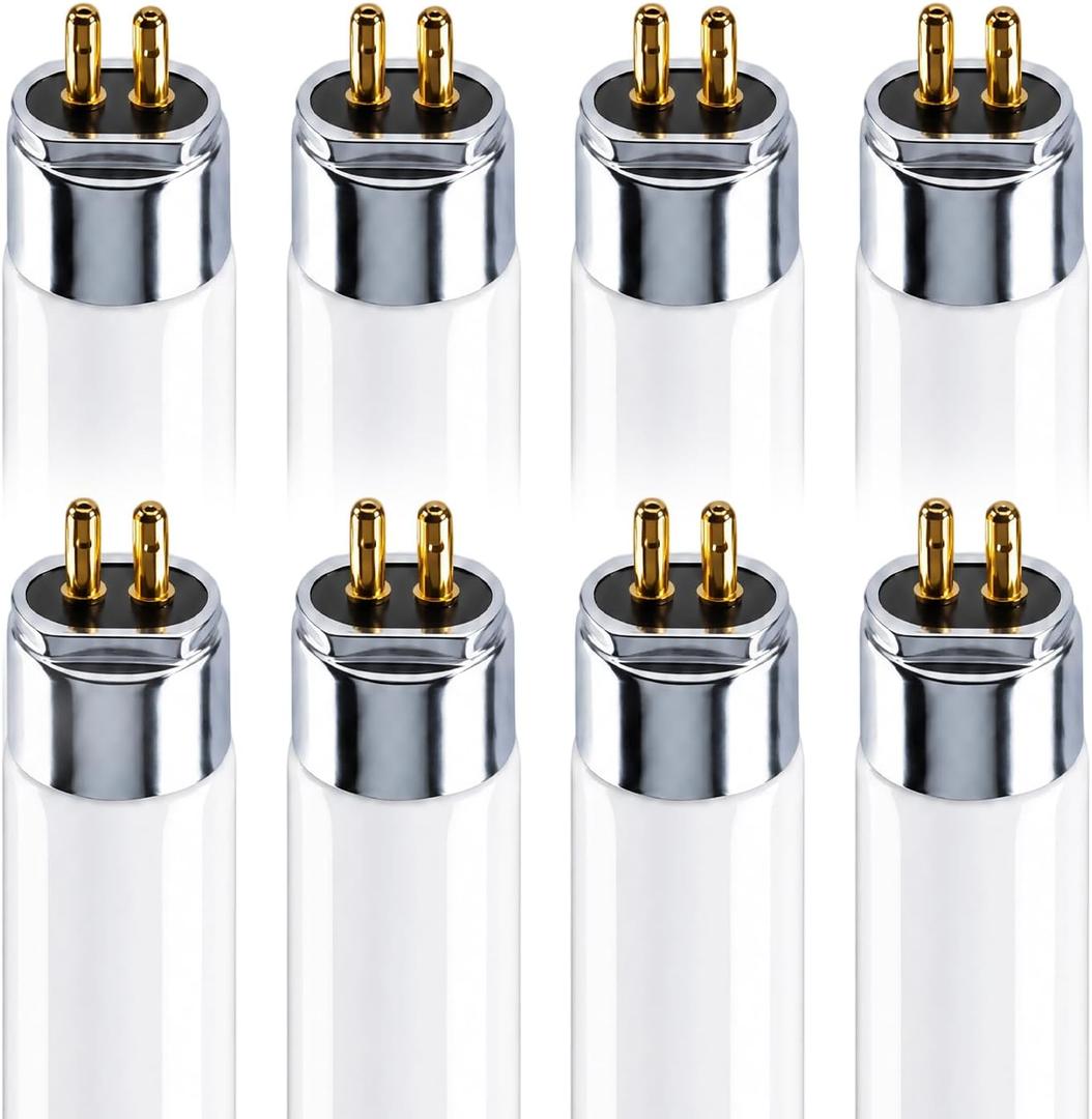 8 Pack F54T5/841/HO 54W T5 Fluorescent Tube Light Bulb, 46 Inch, 4100K Cool White Replacement Fluorecent Bulb, 4200 Lumens, G5 Mini Bi-Pin Base, High Output