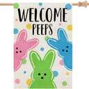 CROWNED BEAUTY Easter House Flag 28x40 Inch Double Sided Large Burlap Holiday Bunny Eggs Flag for Outside Yard Welcome CF1340-40