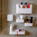 Adhesive Wall Mounted Shelves, Durable ABS Plastic Hanging Storage Bins White, Excellent Floating Organizer 4pcs Set, Convenient Storage Solution on Smooth Wall Surface, 10.8x6.5x3.2 inch