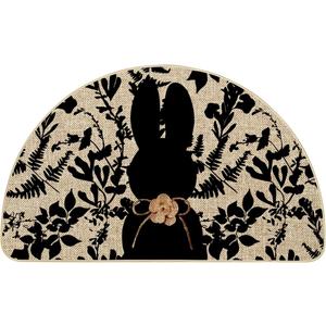 Artoid Mode Black Rabbit Bunny Leaves Easter Semicircular Doormat, Home Decor Low-Profile Switch Rug Door Mat Floor Mat for Indoor Outdoor 17x29 Inch