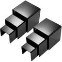 Chuangdi 2 Sets Acrylic Display Risers, Product Stand, Jewelry Display Riser Shelf Showcase Fixtures for Dessert Cupcake Candy Figure Treat Action Showcase(Black,Medium Set)