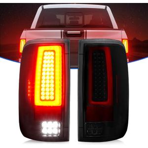 LED Tail Light Fit for Ford F150 2004-2008 Fleetside/Styleside Bed Model (Fit Factory Halogen Type) Rear Brake Lamp Taillight Assembly, Black Housing Smoke Lens