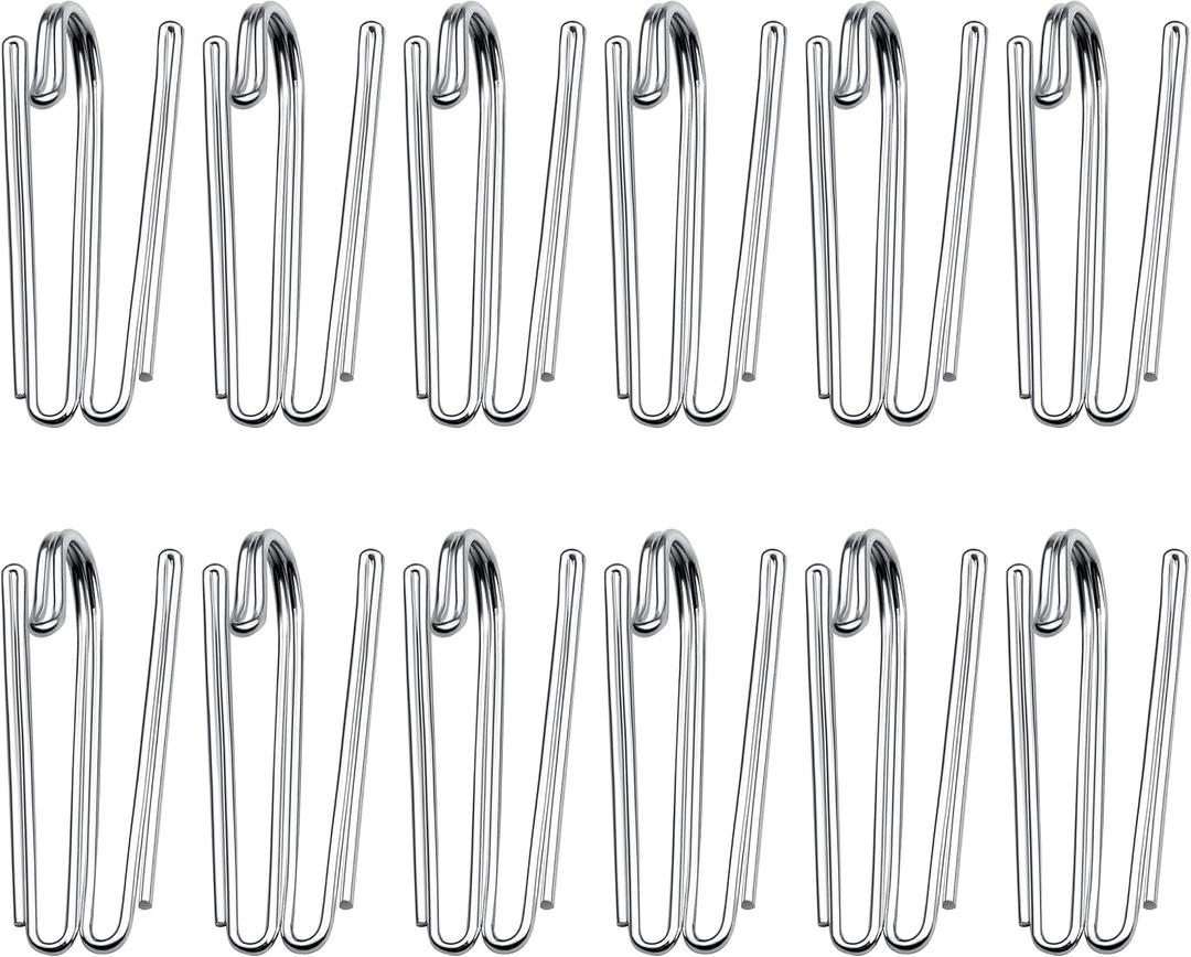 Curtain Hooks Drapery W Shape Hooks and Pin 2 Prongs Pinch Pleat for Window, Shower Curtain(20 Pack)