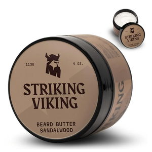 Striking Viking Sandalwood Beard Softener for Men - Non-Greasy Cream Formula With Natural Ingredients for Hydrated and Refreshing Beards (4oz)