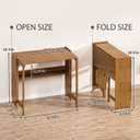 Bamboo Folding Desk for Small Spaces, Small Computer Foldable Desk, Brown | Space Saving Desk for Bedroom Home Office, Mid Century Sofa Table for Couch, Writing Work Office Desk