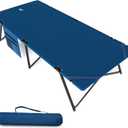 EVER ADVANCED Adult Camp Cot, Heavy Duty Folding Bed with Side Pocket, Portable Camping Bed for Outdoor Use, Loads 200KG