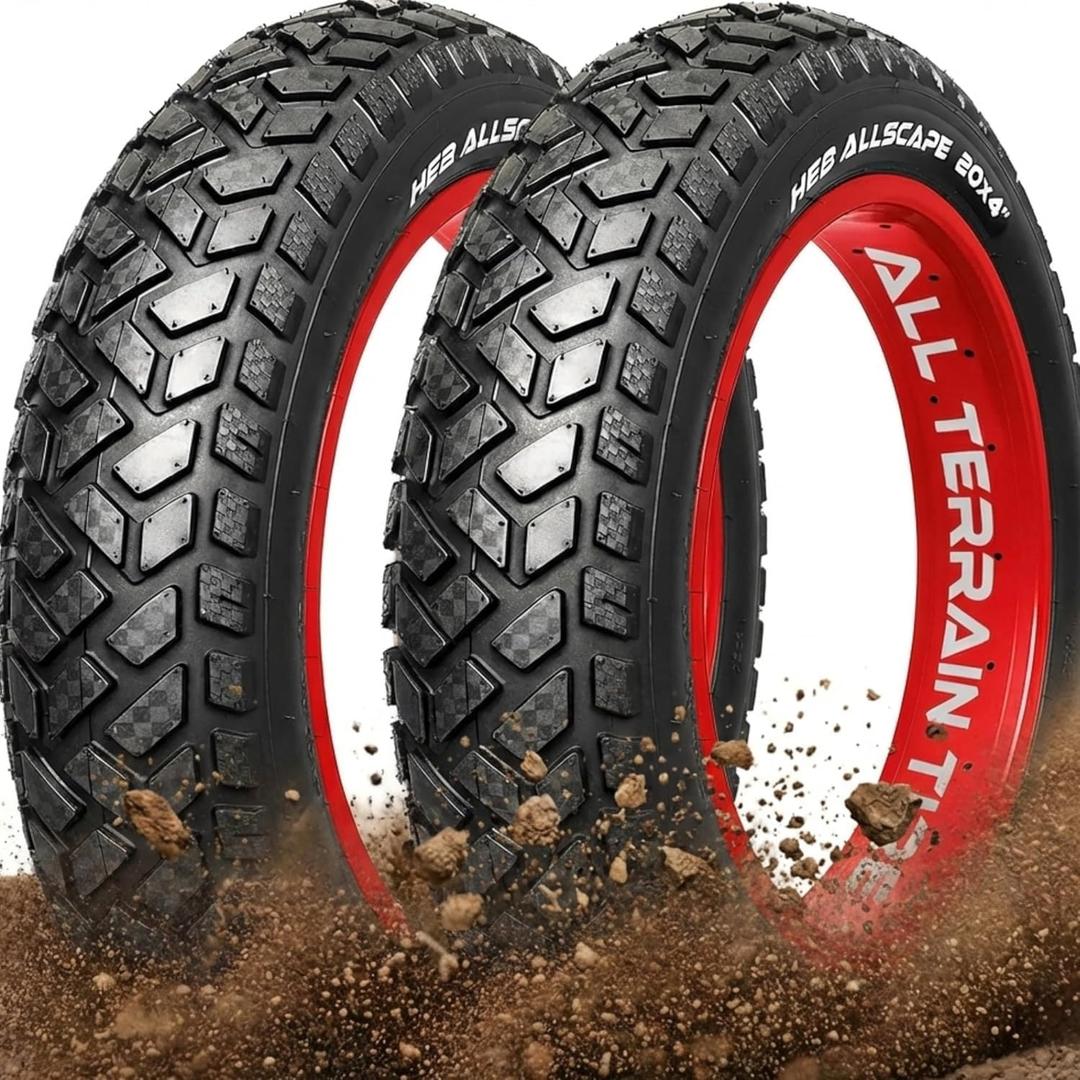 HEB ALLSCAPE 20x4 Bike Tire / 26x4 Bike Tire - Fat Tire for Ebike MTB, Heavy Duty High-Performance E-Bike Mountain Bike Tire, All-Terrain Directional Tread, High-Density Tire for Street & Trail Riding