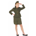 fun shack WW2 Army Girl Costume for Kids, Army Girls Halloween Outfit, Military Dress Up for Girls XL