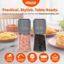 IMUSA Salt and Pepper Grinder Set  2-Pack Manual Salt Grinder & Pepper Mill with Adjustable Ceramic Grinder for Coarse to Fine Spices, 4oz, Refillable Glass Base, Easy-Grip Salt & Pepper Set (Gray)