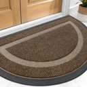 OLANLY Half Circle Door Mat Indoor Outdoor Entrance Welcome, Waterproof All-Season, All-Weather Doormat, Sturdy Natural Rubber, Low Profile, Easy Clean Patio Porch Entryway Mat, 29.5x17, Brown