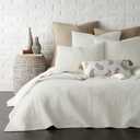 Levtex Home - Cross Stitch Quilt Set - 100% Cotton - King Quilt (106x92in.) + 2 King Shams (36x20in.) - Cream