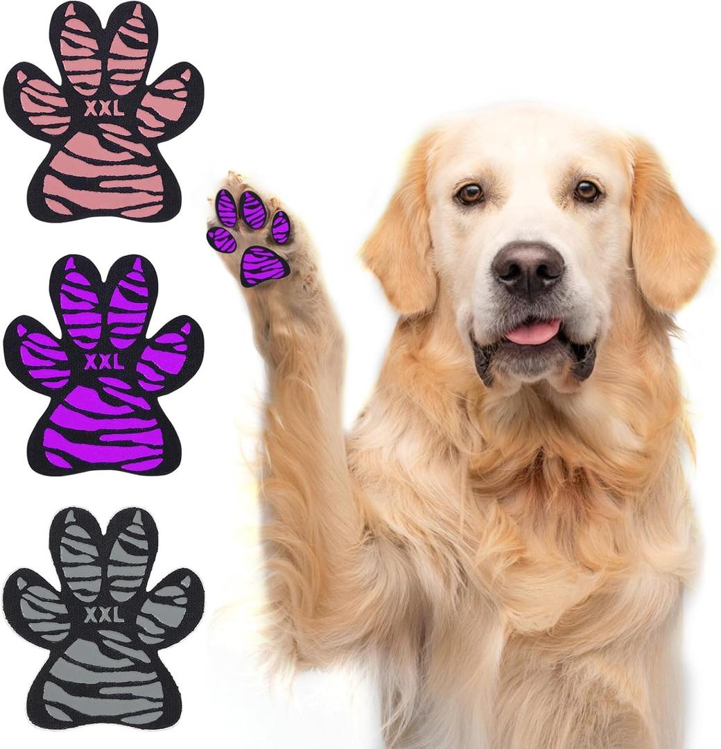 SCENEREAL Anti-Slip Dog Paw Protector Gripper Traction Pads for Small Medium Large Senior Dogs, Dog Feet Stickers with Stronger Adhesive for Hardwood Floors Hot Pavement, 9 Sets(36 Pcs) 2XL (Gray & Purple & Pink 36pcs 9sets)