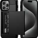 Vofolen for iPhone 15 Pro Max Case with Card Holder, Dual Layer Shockproof Wallet Phone Case, Hidden Sliding Card Slot Protective Slim Case for iPhone 15 Pro Max, 6.7'' Black