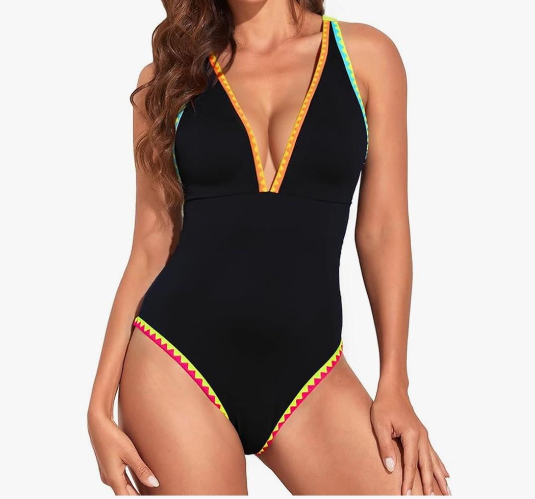 Women's One Piece Swimsuits Tummy Control High Waisted Tie-Dye Monokini Bathing Suit, Size: M