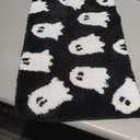 Black Ghost Bath Mat Soft Halloween Bathroom Rug Non Slip Cute Spooky Ghost Bathroom Decoration Shaggy Plush Microfiber Rug Halloween Decor for Home Bedroom Shower Floor, 15.75 x 23.62 Inch (1'4" x 1'11" (Rectangular))