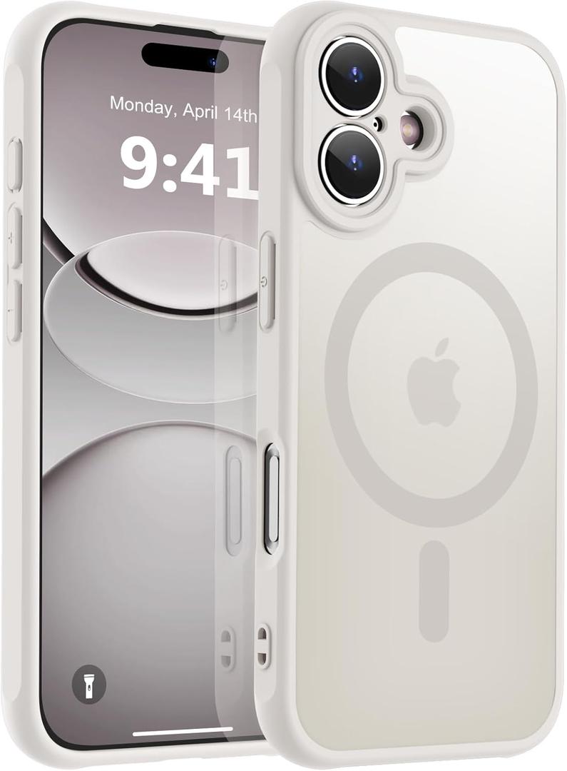 MOCCA Magnetic for iPhone 17 Case, (Compatible with Magsafe) (16FT Military Grade Protection) Full Camera Protection Anti-Fingerprint Slim Translucent Matte Phone Cover 6.3", Stone