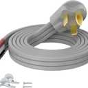 3 Prong Dryer Cord 6 FT, NEMA 10-30P to 3-Wire Appliance Cord, 30-Amp, 3 Wires with Eyelet Connectors, 10 Gauge Copper Wire, Grey Cable