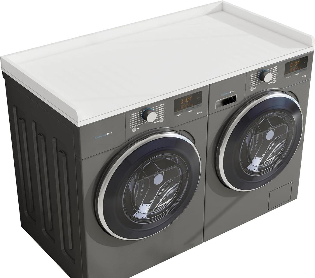 Countertop Washer and Dryer Cover, 54" Width * 27.4" Depth, Laundry Room Organization Shelves, White