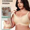 LEVAO Jelly Wireless Bra for Women, Seamless Deep V Neck Push Up Bralette, Supportive Comfortable No Underwire Everyday Bra, XL