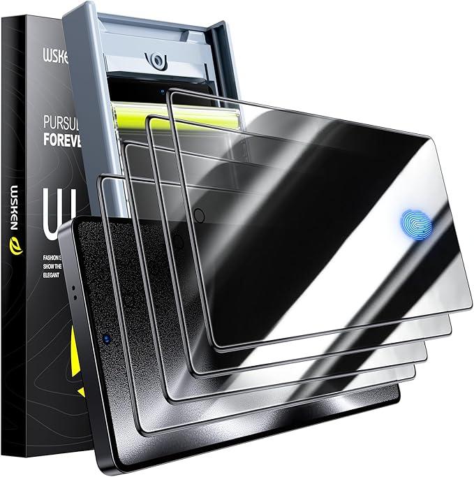 WSKEN for Samsung Galaxy S25 Ultra Privacy Screen Protector  [24° AntiSpy] [0.02s Fingerprint Unlock] [Auto Dust Remove] [Zero Bubble] Top Durable 9H+ Tempered Glass Case Friendly, 4 Pack