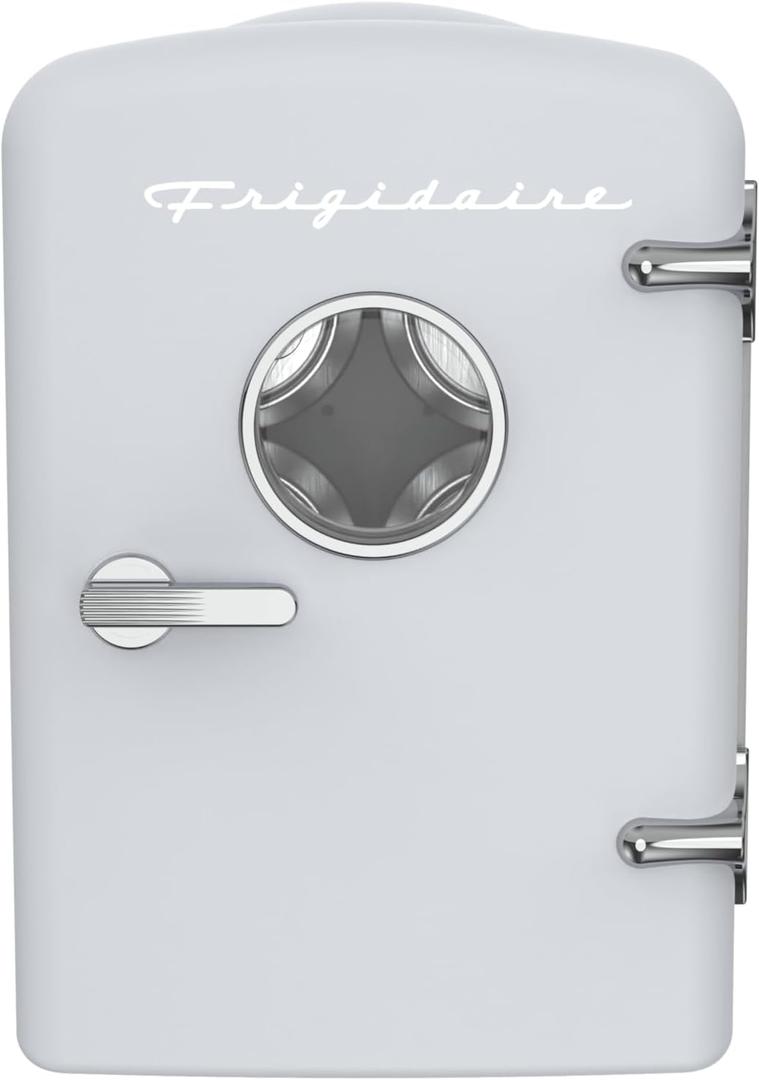 Frigidaire EFMIS171 Retro Mini Portable Personal Fridge - Ideal for Home, Office or Dorm - Includes Carrying Handle, AC/DC Wall/Car Charger (White)
