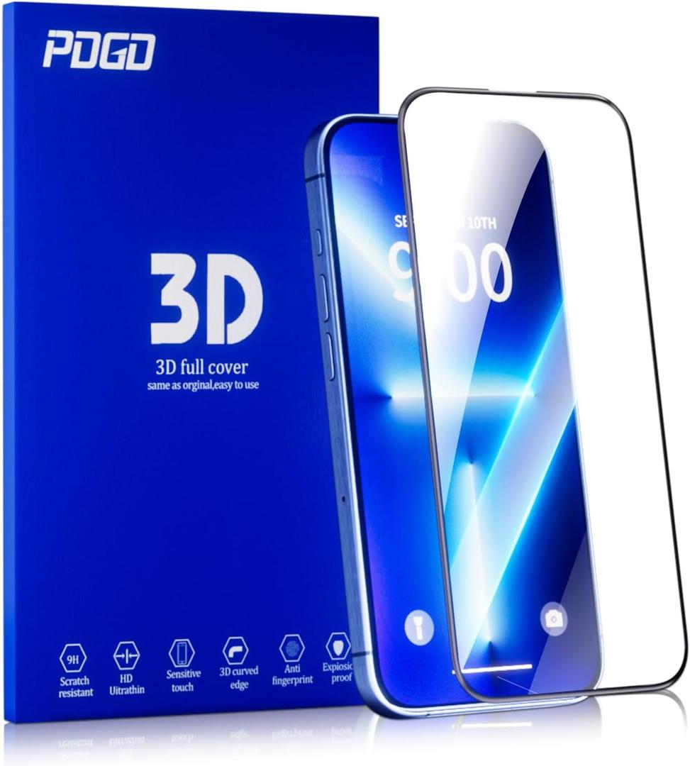 3D HD Screen Protector for iPhone 16,Tempered Glass 3D HD Protector,Full Screen Coverage,Easy Installation,Case Friendly(6.1 Inch)