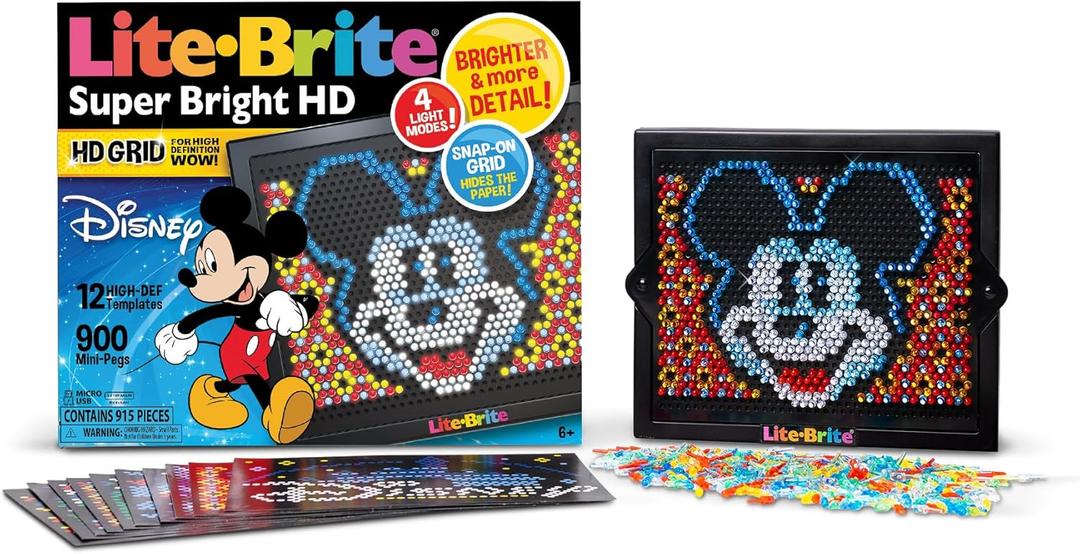 Lite Brite Super Bright HD, Disney Edition - Creative Retro Light-Up Screen  Educational Play for Children, Enhances Creativity, Gift for Boys and Girls Ages 6+