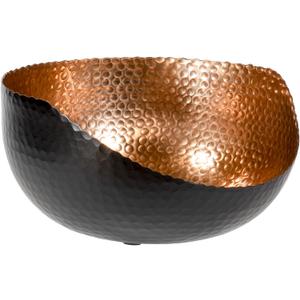 Red Co. 10 inch Decorative Hand-Hammered Aluminum Slant Cut Centerpiece Bowl, Black/Copper