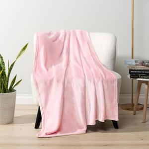 PAVILIA Light Pink Fleece Throw Blanket for Couch, Blush Pink Soft Fuzzy Flannel Throw for Sofa, Luxury Plush Microfiber Bed Blanket, Cozy Home Decorative Velvet Gift Blanket, 50x60