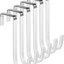 Over the Door Metal Hooks with Plastic Coating 5.5" Fit 0.5" to 1 3/8" Door 6 Pcs Heavy Duty Single Towel Robe Rack Wreath Bathroom Shower Hanger Shoe Organizer Ironing Board Short White