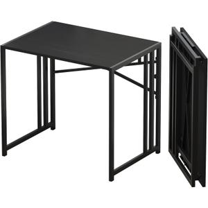Lutown Teen Folding Computer Desk - 32 inch, Writing & Gaming, Small Space Office Desk, Black, No Assembly Required