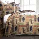 Carstens Rustic Cabin Country Bedding Set, 3-Piece Microfiber Quilt, Rustic Lake Country, King