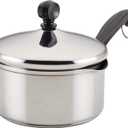 Farberware Classic Stainless Steel 1-Quart Covered Straining Saucepan, Silver