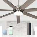 65 In Modern Smart Ceiling Fan with Light and Alexa APP Control,6 Speed,3CCT,Noiseless Reversible DC Motor Black Indoor Outdoor Ceiing Fan for Patio or Bedroom