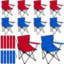 Huwena 10 Pack Folding Camping Chairs with Cup Holder and Carry Bags, Portable Outdoor Lawn Chairs Bulk for Picnic Party Backyard Events Beach Outdoor Activities (Blue, Red)