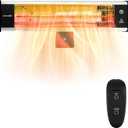 SereneLife Infrared Patio Heater, Wall-Mounted Electric Heater with Remote Control, 1500W, IP65 Approved, Odorless, Indoor/Outdoor for Patio, Restaurant, Backyard, Garage, Decks (Black)