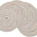 SHACOS Round Braided Placemats 15 inch Set of 6 Washable Kitchen Table Placemats for Home Wedding Party (Rainbow Gray, 6)