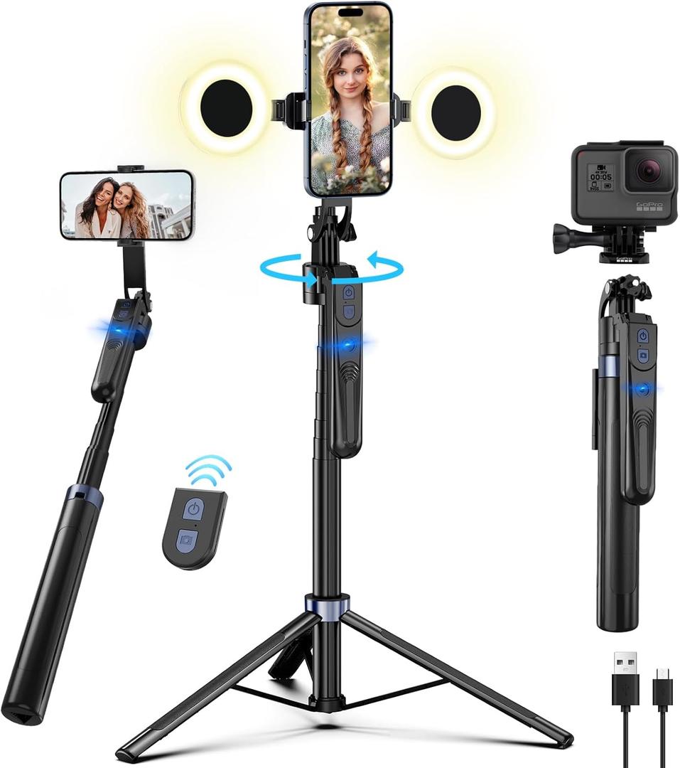 70" Auto Face Tracking Tripod for iPhone,360 Rotation Travel Selfie Stick Stand,Face Tracking Phone Tripod with Light and RemoteApplied to Tiktok YouTube Vlog Video Recording 70" Auto Face Tracking Tripod for iPhone,360 Rotation Travel Selfie Stick Stand,Face Tracking Phone Tripod with Light and RemoteApplied to Tiktok YouTube Vlog Video Recording