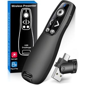 Presentation Clicker Wireless Presenter Remote for PowerPoint, Powerpoint Clicker with Volume Control PowerPoint Slide Advancer for Mac, Computer, Laptop-E600