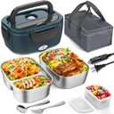 Electric Lunch Box, Heated Lunch Box for Adults with 2 Stainless Steel Container