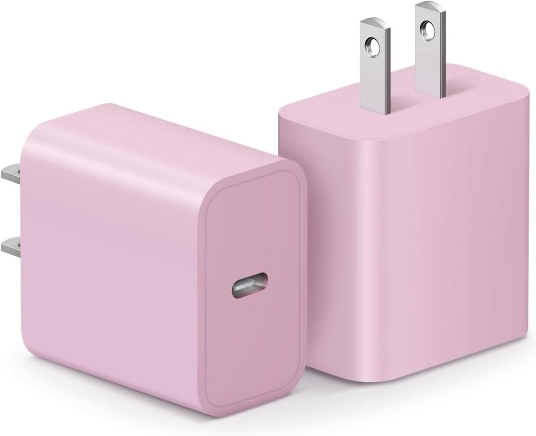 iPhone 16 Charger Block, USB C Charger Block for iPhone 16 15 14 13 12 11 Wall Charger Fast Charging 20W Power Adapter Cube for iPhone, iPad, Google, Samsung and More - Pink