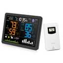 Uzoli EM3566 Weather Station Wireless Indoor Outdoor, 7.4 Large Weather Station with Atomic Clock, Indoor Outdoor Temperature Humidity, Weather Forecast, Alarms with Snooze, Easy to Read